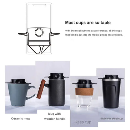 500-Mesh Folding Stainless Steel Coffee Filter – Portable Reusable Hand-Flush Filter